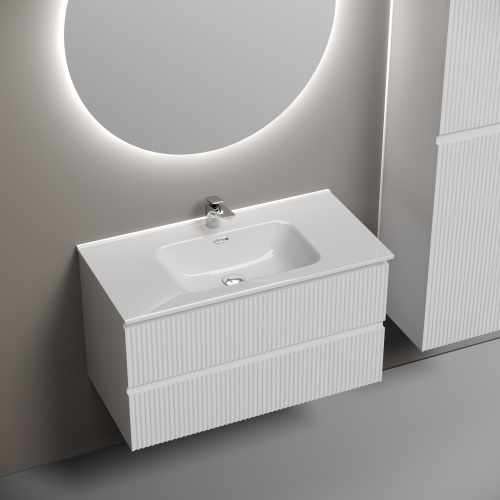 Тумба под раковину Sancos SNOB R SNR90W 89х45х50 подвесная цвет белый - фото 4